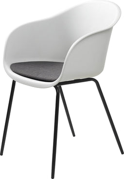 Eetkamerstoel Wit Met Armleuning - Stof - 59x56x83cm - Stoel Topley - Giga Living