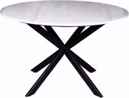 Eetkamertafel rond - Eettafel Lynn marmer - Eettafel wit 130 cm