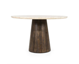 Eettafel Aikin Rond Travertin 130 cm - Beige | Eleonora