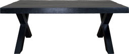 Eettafel Deks 200 cm - X-poot - Zwart Mangohout