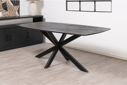 Eettafel Florence mangohout Deens ovaal 220x100 cm - Zwart | Glad