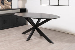 Eettafel Florence ovaal mangohout 180x100 cm - Zwart | Glad