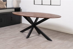 Eettafel Florence ovaal mangohout 200x100 cm - Bruin | Sandblasted