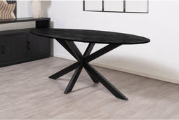 Eettafel Florence ovaal mangohout 220x100 cm - Zwart | Sandblasted