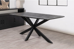 Eettafel Florence rechthoek afgerond gezandstraald 220x100 cm - Zwart | Meubelplaats