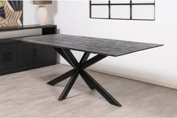 Eettafel Florence rechthoek facetrand 220x100 cm gezandstraald - Zwart