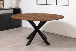 Eettafel Florence Rond mangohout 150x150 cm - Bruin | Gezandstraald