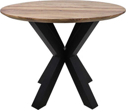 Eettafel Hudson rond - ø100x76 - Swiss edge - acaciahout/metaal