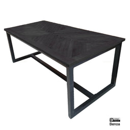 Eettafel Jax visgraat mangohout 180x90 cm - Zwart
