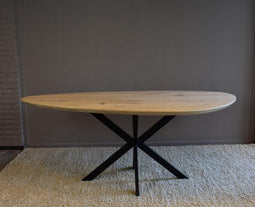 Eettafel Kiezel eiken met spinpoot 200x115 cm - Naturel | Onbehandeld