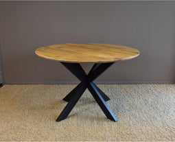 Eettafel paris rond mangohout facet rand Ø100 cm - Naturel | Meubelplaats