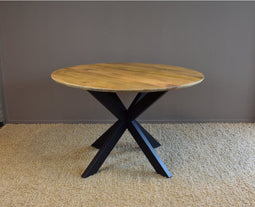 Eettafel paris rond mangohout facet rand Ø130 cm - Naturel | Meubelplaats