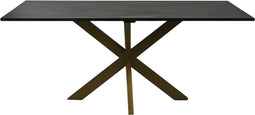 Eettafel rechthoekig marmer - 180x90x77 - Zwart/goud - Marmer/metaal
