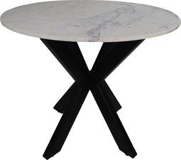 Eettafel rond marmer - ø120x76 - Wit/zwart - Marmer/metaal
