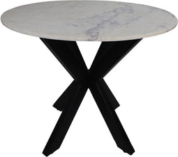 Eettafel rond marmer - ø90x76 - wit/zwart - marmer/metaal