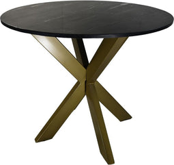 Eettafel rond marmer - ø90x76 - Zwart/goud - Marmer/metaal