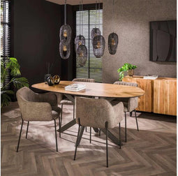 Eettafel Tessaro organisch visgraat teakhout 180 cm - Naturel