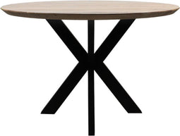 Eettafel Zurich rond - ø120x72 - Oakland tafelpoten - Acaciahout/metaal