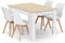 Eettafelset NP 120x80 Eiken Sonoma met Witte Poten + 4 Stoelen MARK Wit met Beukenhouten Poten, Modern Design, Geschikt voor Keuken, Eetkamer en Woonkamer