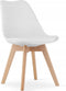 Eettafelset NP 120x80 Eiken Sonoma met Witte Poten + 4 Stoelen MARK Wit met Beukenhouten Poten, Modern Design, Geschikt voor Keuken, Eetkamer en Woonkamer