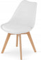 Eettafelset NP 120x80 Eiken Sonoma met Witte Poten + 4 Stoelen MARK Wit met Beukenhouten Poten, Modern Design, Geschikt voor Keuken, Eetkamer en Woonkamer