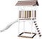 AXI Beach Tower Speeltoestel in Bruin/Wit - Speeltoren met Zandbak en Witte Glijbaan - FSC hout - Speelhuis op palen voor de tuin