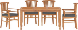 vidaXL - 5-delige - Tuinset - massief - teakhout