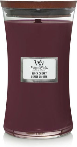WoodWick Hourglass Large Geurkaars - Black Cherry - 130 branduren