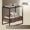 O'DADDY® Bijzettafel - Vierkant - Verstelbare Lade - 55x35x55 cm - Zwart Metaal/Bruin Hout