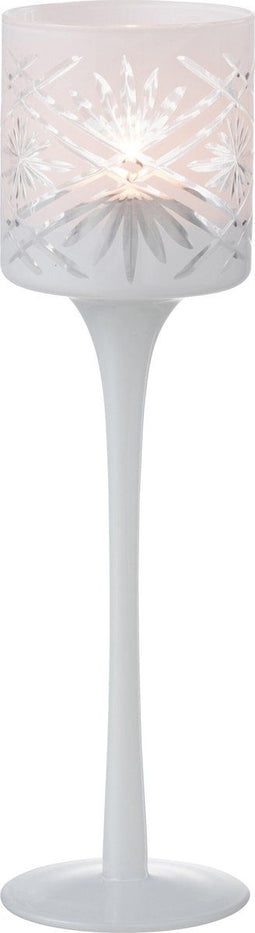 J-Line theelichthouder op voet Santorini - glas - wit - small