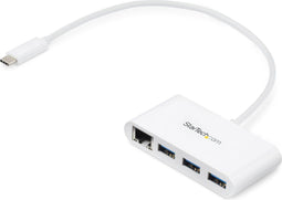 Startech.com HB30C3A1GEA - 3-poorts USB 3.0 Hub met Gigabit Ethernet - Wit