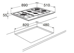 ETNA KGF889ZTA - Gaskookplaat - Wokbrander 90 cm - Matzwart