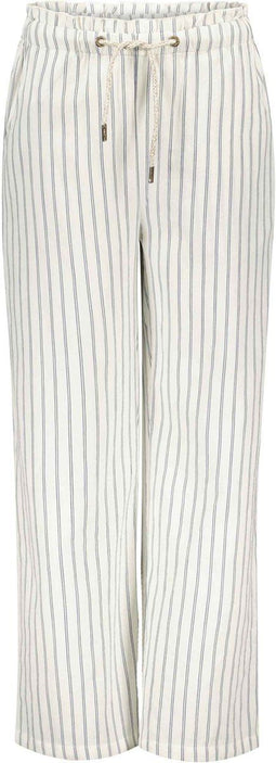Like Flo F302-5641 - Meisjes Broek - Elastische Taille - Off White met IJsblauw Streepje - Maat 158