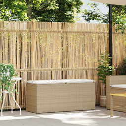 vidaXL - Tuinbank - met - kussen - 110x40x44 - cm - poly - rattan - beige