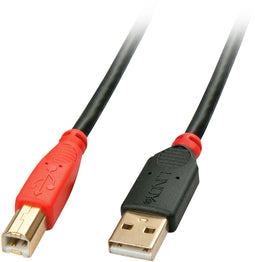 Lindy USB A/USB B - USB 2.0 - 15m - Rood Zwart