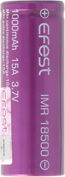 Efest Purple IMR18500 - 1000mAh 3,7V (pluspool plat, onbeschermd)