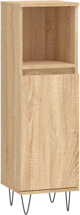 vidaXL - Badkamerkast - 30x30x100 - cm - bewerkt - hout - sonoma - eikenkleurig