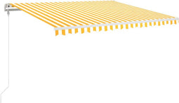 vidaXL - Luifel - automatisch - uittrekbaar - 450x350 - cm - geel - en - wit