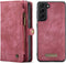 Caseme - Vintage 2 in 1 portemonnee hoes - Geschikt voor Samsung Galaxy S21 FE - Rood