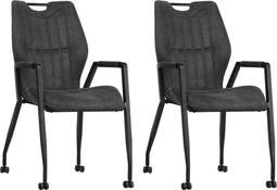 MX Sofa Stoel Olympic met wielen - Antraciet - set van 2 stuks