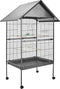 tectake® - vogelkooi - volière - hellend dak - 168 cm hoog - op wieltjes