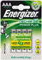 Energizer ENR Recharge Power Plus 700 AAA - Oplaadbare Batterijen - 4% Gerecycled - Zilver (4 stuks)