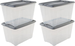 IRIS New Topbox - Opbergbox 60L - Stapelbaar met deksel - Zilvergrijs (set van 4)
