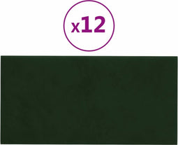 vidaXL - Wandpanelen - 12 - st - 2,16 - m² - 60x30 - cm - fluweel - donkergroen