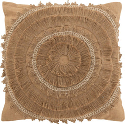 J-Line kussen Bruno Vierkant - jute/katoen - bruin