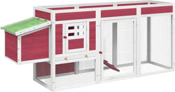 vidaXL - Kippenhok - 204x50x84 - cm - massief - grenenhout - rood