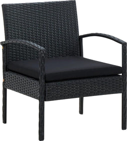 vidaXL - Tuinstoel - met - kussen - poly - rattan - zwart