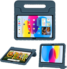 imoshion Tablet Hoes Kinderen - Geschikt voor iPad 11 (2025) 11 inch / 10e generatie (2022) 10.9 inch - Kidsproof Backcover met handvat - Donkerblauw
