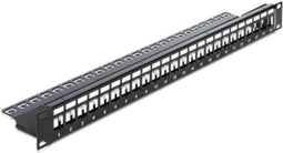 Delock 4043619432776 - Patch Panel 19'' 1U - Voor 24 Keystone modules - Zwart