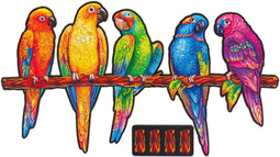 UNIDRAGON Houten Puzzel Voor Volwassenen Dier - Speelse Papegaaien - 193 stukjes - Medium 44x25 cm